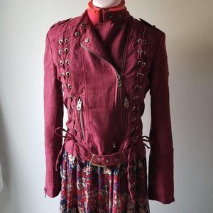 Vigoss Jackets & Coats  punk Red corset Christmas zipper Faux Suede Moto Jacket